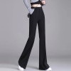 Women's Black Suit Pants - High-Waisted Slim Fit Flared Hem Trousers