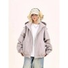 Women's Grey Cargo Hooded Jacket Relaxed Fit BF Style American Streetwear