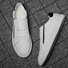 2026 New Summer Men's Minimalist White Low-Top Sneakers Casual Lace-Up Flat Versatile Breathable Shoes