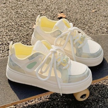 Women's Summer White Sneakers Breathable Mesh Platform Skate Shoes